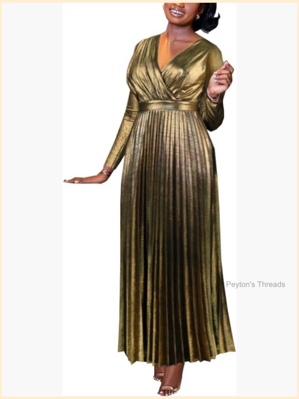 Elegant V Neck Backless High Waist A-Line Pleated Maxi Dress